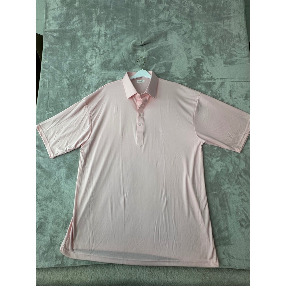 Collars & Co. Mens Dress Collar Polo Shirt Pink Short Sleeve 3XL 100% Polyester